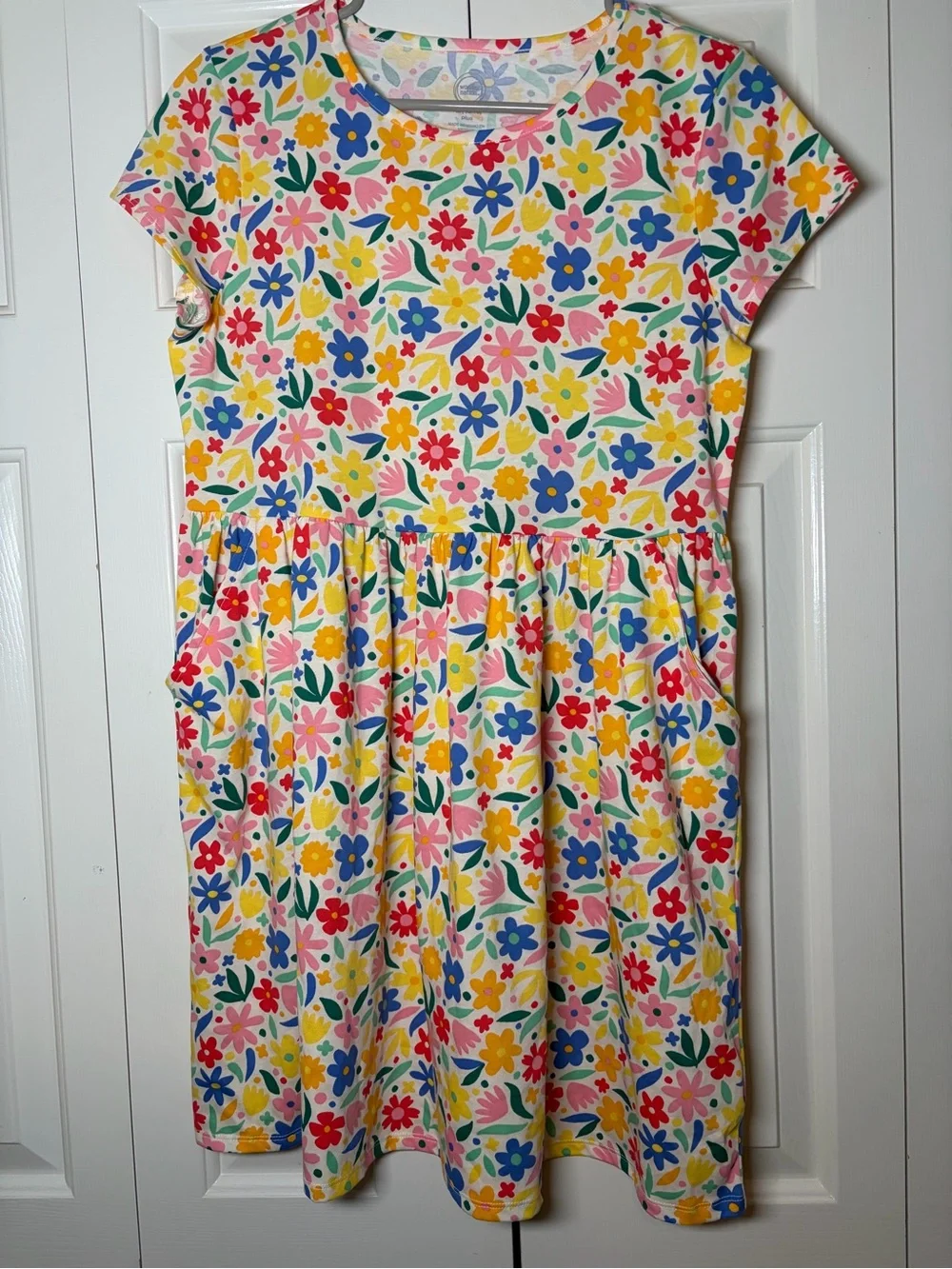 Wonder Nation Floral Short-Sleeve Casual Dress - Blue, Yellow, Pink, Red, Green